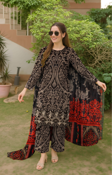 Digital Lawn 3-Piece with Voile Dupatta