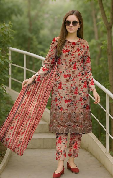 Digital Lawn 3-Piece with Voile Dupatta