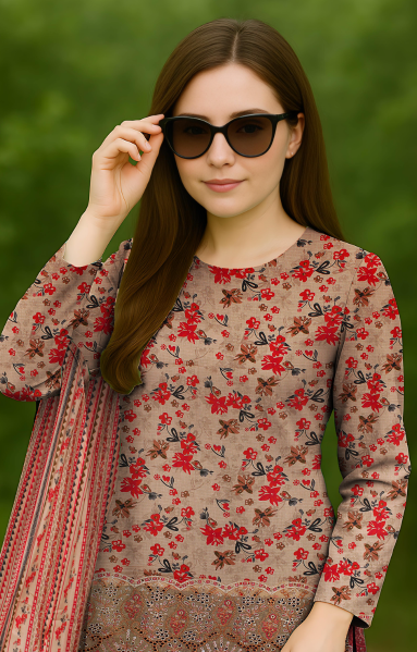 Digital Lawn 3-Piece with Voile Dupatta