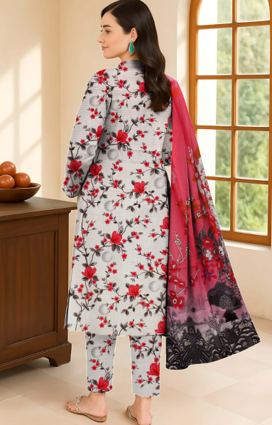 Digital Lawn 3-Piece with Voile Dupatta