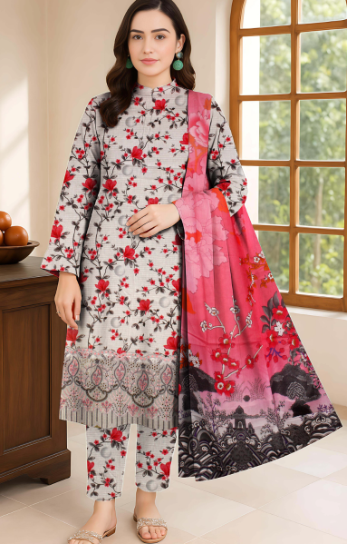 Digital Lawn 3-Piece with Voile Dupatta