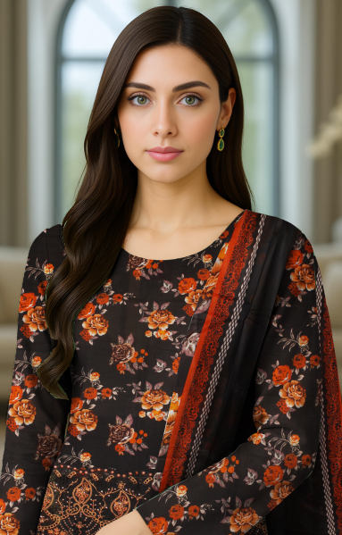 Digital Lawn 3-Piece with Voile Dupatta
