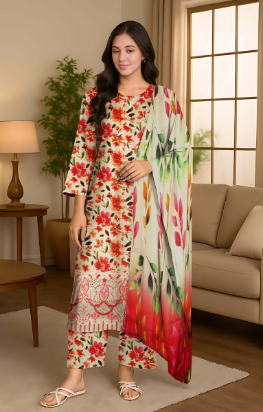 Digital Lawn 3-Piece with Voile Dupatta