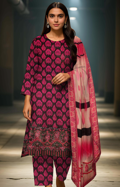 Digital Lawn 3-Piece with Voile Dupatta
