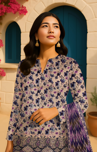 Digital Lawn 3-Piece with Voile Dupatta