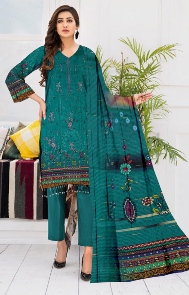 Cross Stitch 3 Piece - Printed Lawn Suit