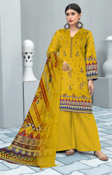 Cross Stitch 3 Piece - Printed Lawn Suit