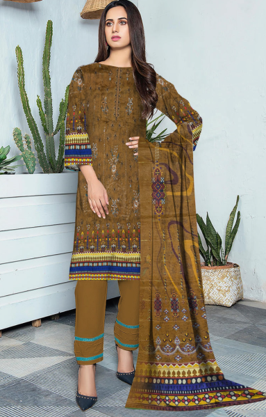 Cross Stitch 3 Piece - Printed Lawn Suit