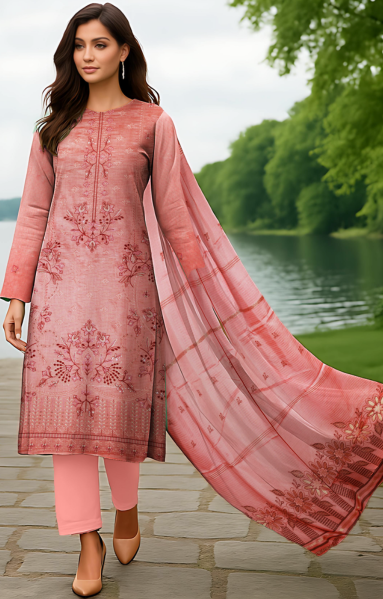 Viscose Bana Dora Embroidered Suit with Brosha Dupatta