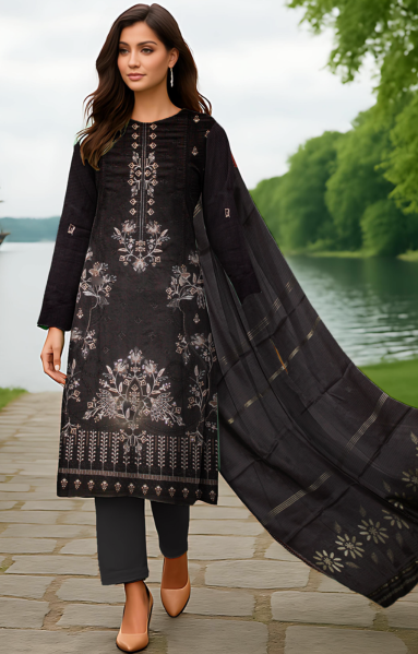 Viscose Bana Dora Embroidered Suit with Brosha Dupatta