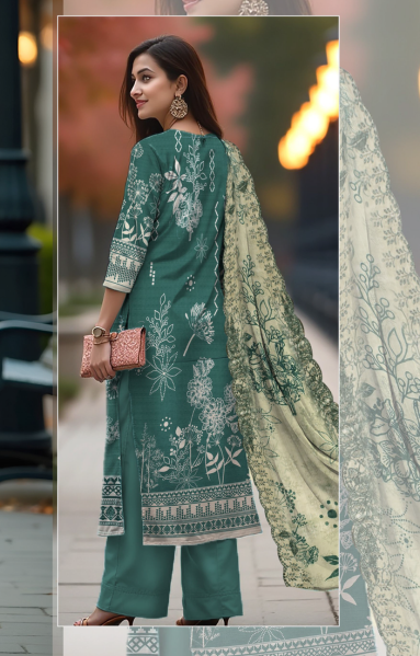Lawn 3-Piece Printed Suit - Teal