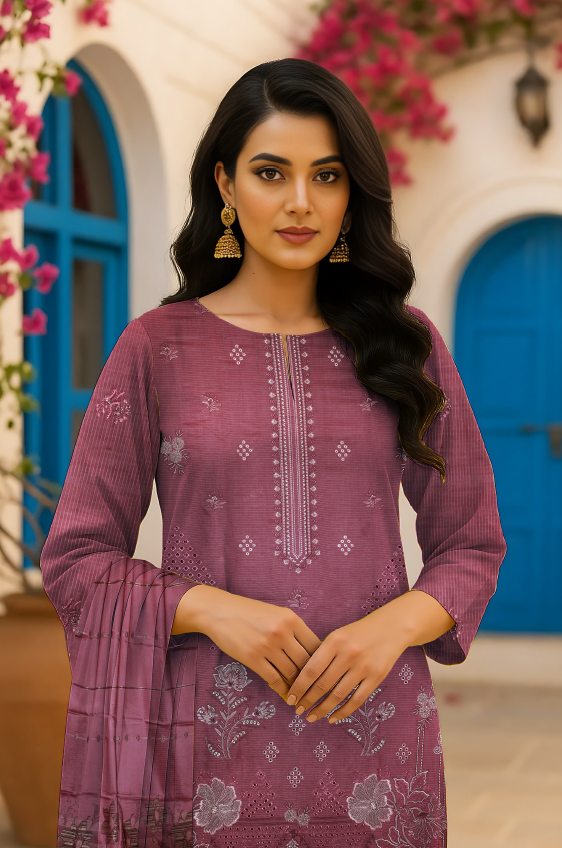 Rosé Orchid – Embroidered Viscose Set